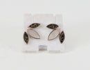 Silver, Mother of Pearl & Leopard Jasper Agate Ear Studs