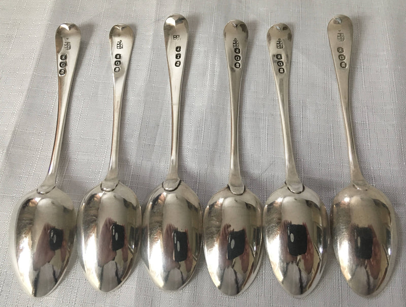 Georgian, George III, set of six silver teaspoons. London 1811/14 Eley, Fearn & Chawner. 2.5 troy ounces.