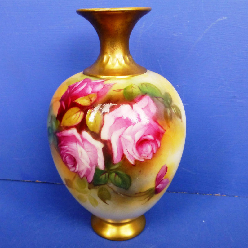 Worcester Roses Vase Signed By Millie Hunt C1931