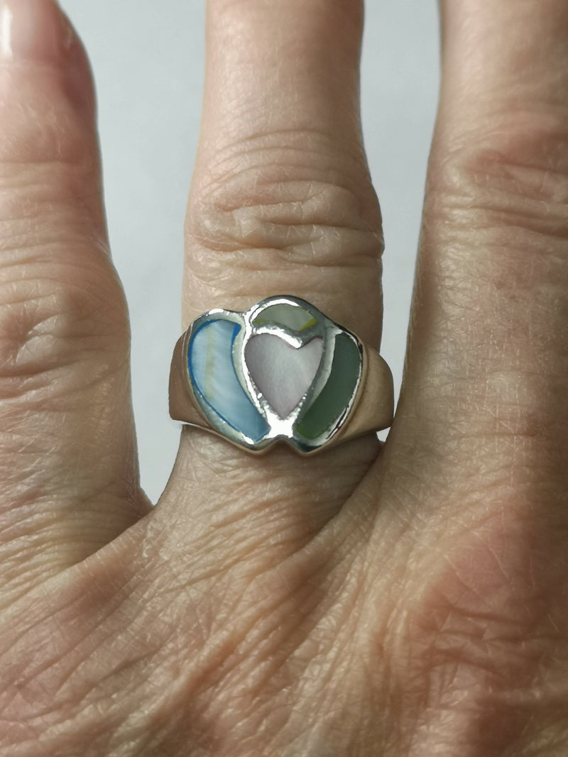 Vintage Sterling Silver Mother of Pearl Statement Ring