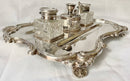 Large Silver Plated Inkstand, in the Georgian Manner, with Twin Inkwells, Taperstick Holder & Snuffer.