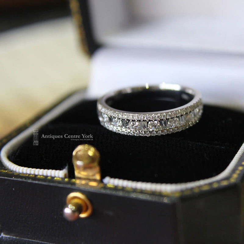 Platinum Baguette & Brilliant Cut Diamond Half Eternity Ring