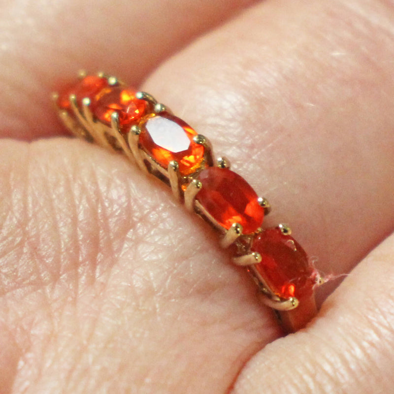 9ct gold five fire opal set ring