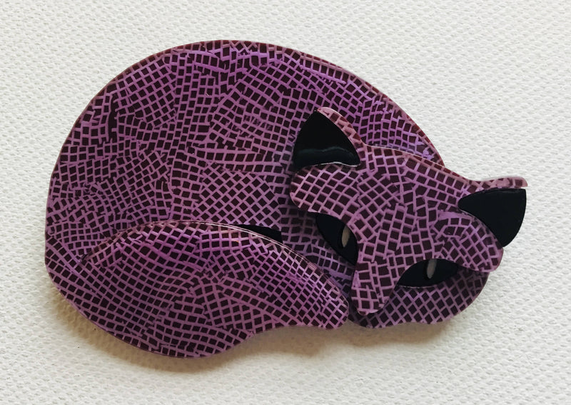 Purple Cat Brooch
