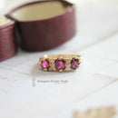 Victorian 18ct Ruby & Diamond Seven Stone Ring