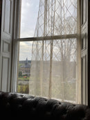 High end pure cotton trellis Ecru Cream madras Lace Curtaining 48"/110"