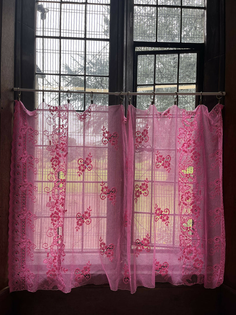 Fuchsia Hot Pink Victorian Design Lace Sample Lace Panel 160 cm (63”) / 96cm (38”)