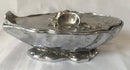 French novelty silver plated mignonette sauce dish and cover, with glass liner, in the form of an oyster shell. Signed M. Gouaille.