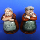 Royal Doulton Votes for Women D7066 and Toil for Men Salt and Pepper Cruet Set