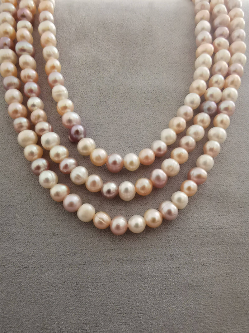 New 18" Multi Colour Freshwater Pearl Silver Necklace