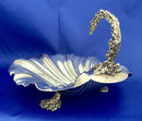 1891 Liberty of London Ornate Silver Plated Shell Dish with Stylised Swan Neck Handle.