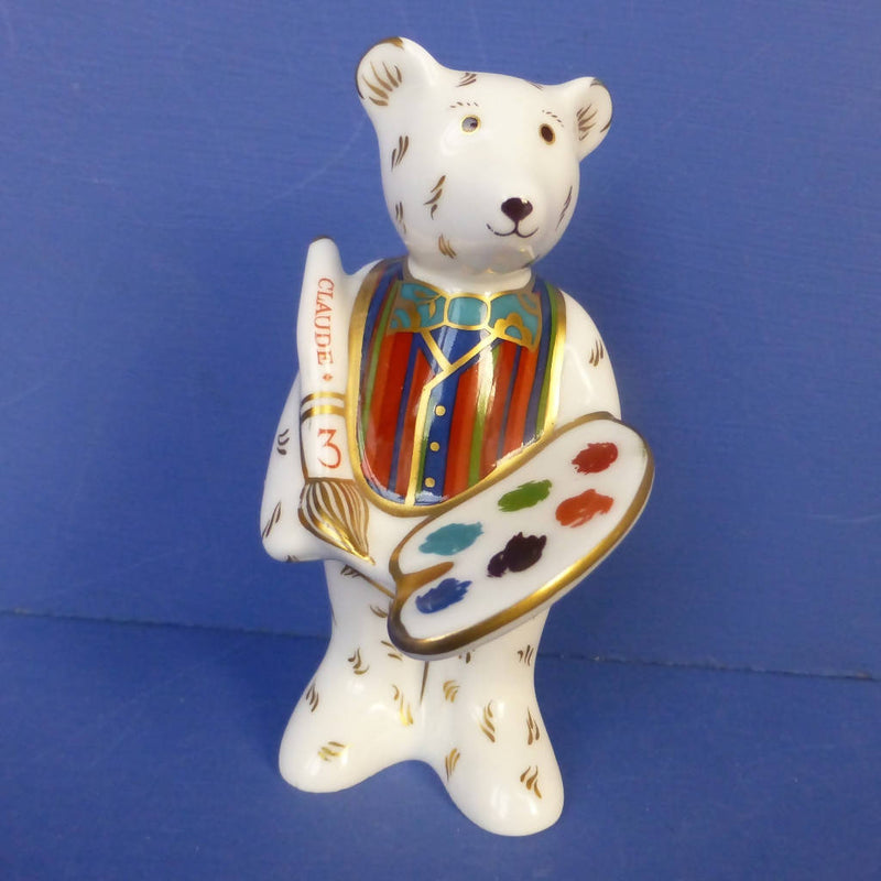 Royal Crown Derby Miniature Teddy Bear Claude The Artist