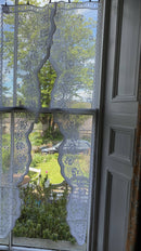 Gustavian -Vintage 1920's Style Pair of cream Cotton Lace Swag Curtain Panels - 15”/45”inches