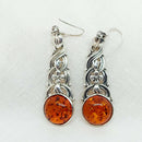 Pretty Silver & Amber Drop Earrings