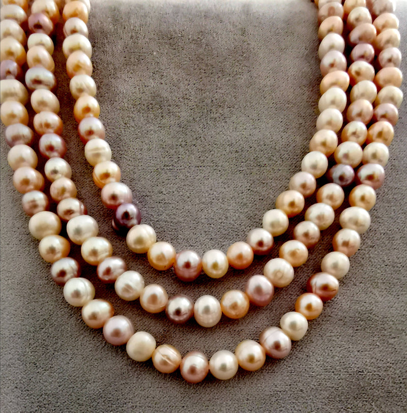 New 18" Multi Colour Freshwater Pearl Silver Necklace