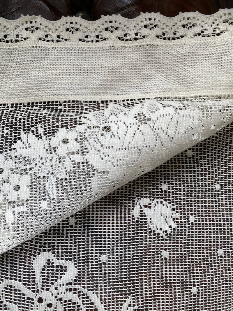 Floral pannier cottage Style Cream Cotton Lace Curtain Panel Ready To Hang - sold per 22” width 27” long