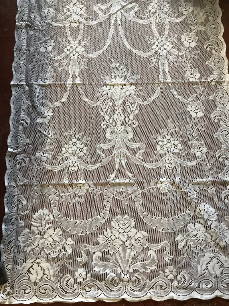 Victorian design Alexandra white Cotton lace curtain panel Hang -36”/120” long