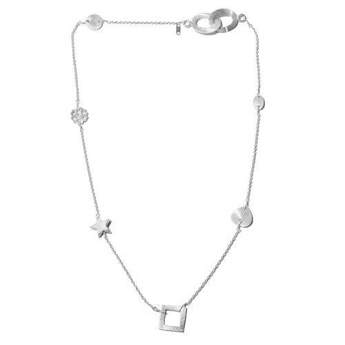 New Sterling Silver Hand Crafted Multi Charm Station Necklace - 20"