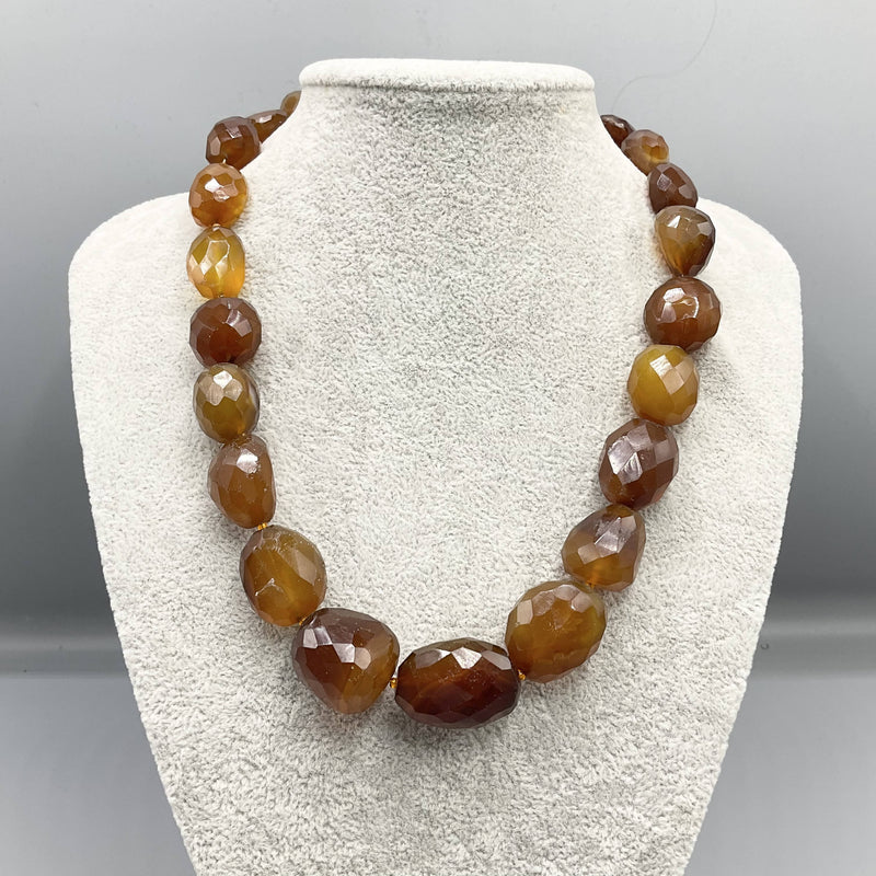 Faceted brown agate necklace