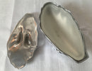 French novelty silver plated mignonette sauce dish and cover, with glass liner, in the form of an oyster shell. Signed M. Gouaille.