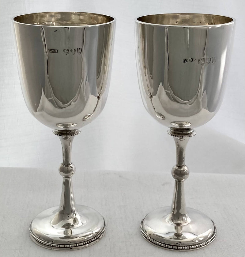 Pair of Silver Trophy Goblets for future Royal Navy Admiral P. M. R. Royds on H.M.S. Victoria. London 1891/92 George Jackson. 6 troy ounces.