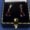 9ct Gold Garnet Drop Earrings