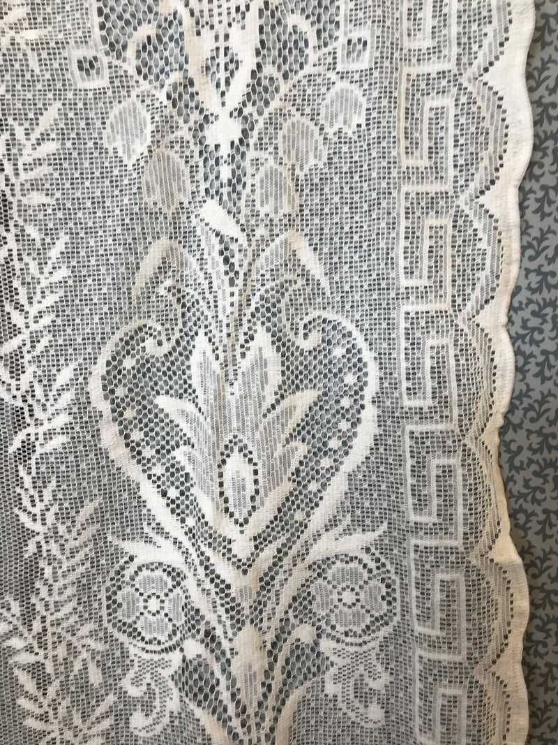 Almandine Art Nouveau design Cream cotton lace curtain 150/300cms