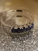 New Burmese Sapphire 5 Stone Sterling Silver Ring - Size R/S