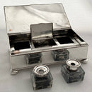 Early 20th Century Silver Plate on Copper Desk Box Inkstand.