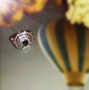 New Russian Diopside and Natural Cambodian Zircon Ring (Size Y)