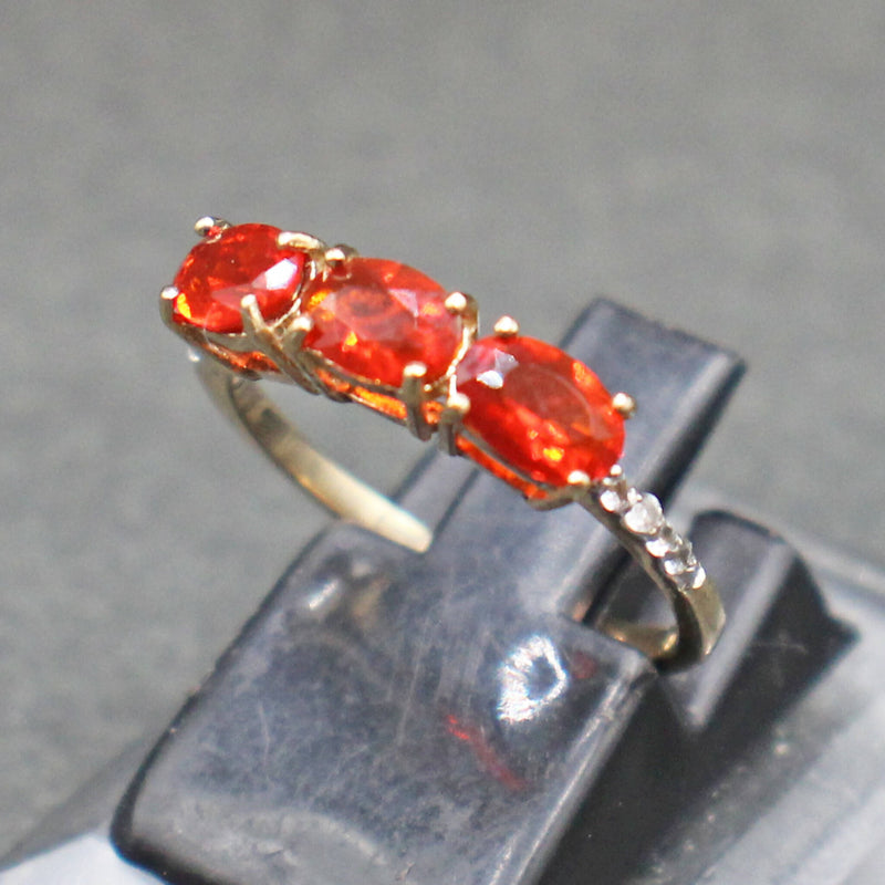 9ct gold fire opal set ring