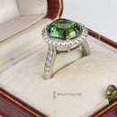 Platinum Fine Green Tourmaline & Diamond Cluster Ring