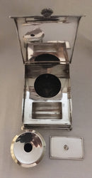 Georgian, Sheffield Plated crested inkstand raised on four bun feet. Circa 1820 - 1830.