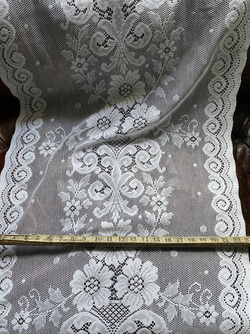 Victorianna white 23" wide white cotton lace available off the roll per metre