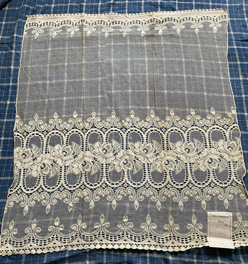 A Beautiful Period Arts and Crafts original Tea colour cotton lace curtain panel new old stock 36” drop 2 sizes available