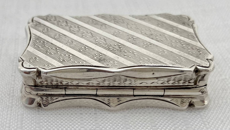 Victorian Silver Vinaigrette of Serpentine Form. Birmingham 1848 Nathaniel Mills.