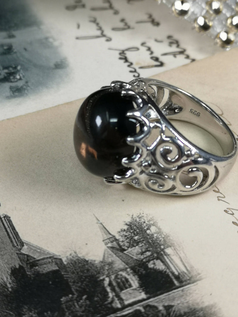 Vintage Silver & Smokey Citrine Ring