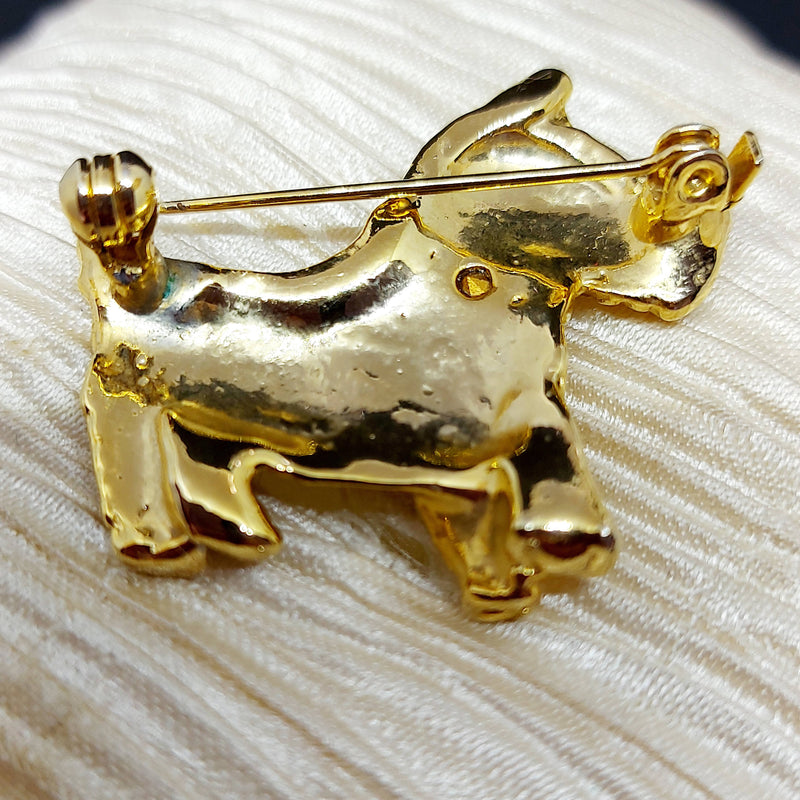 Vintage 'Scottie Dog' Gold Tone Brooch