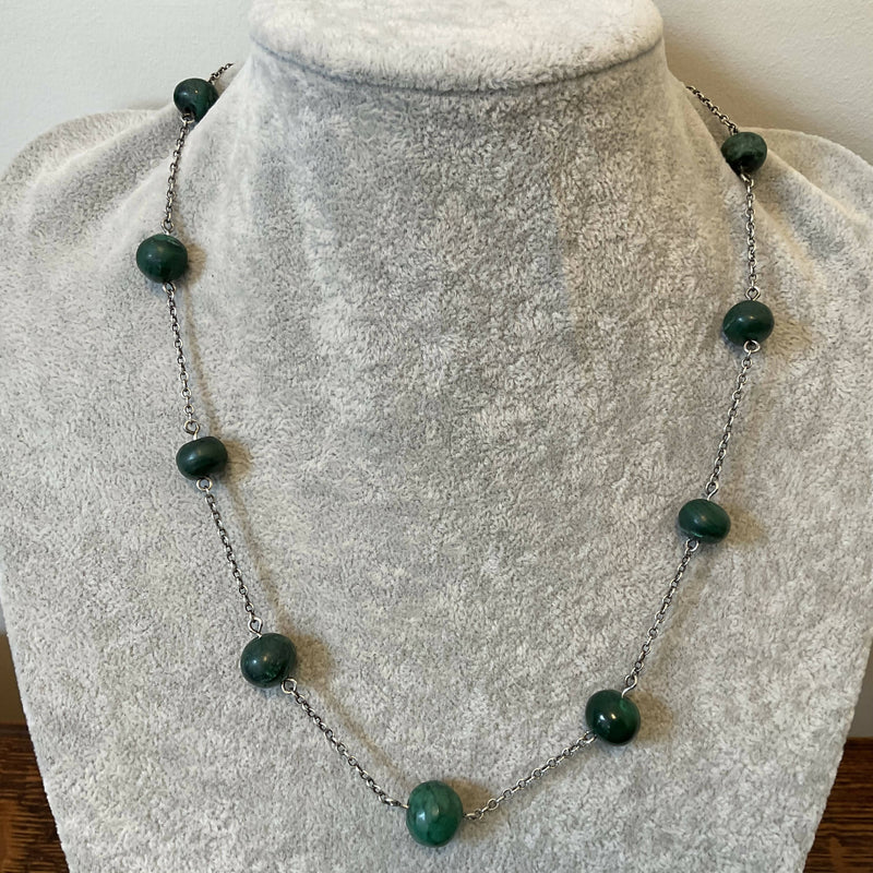 Malachite and silver necklace