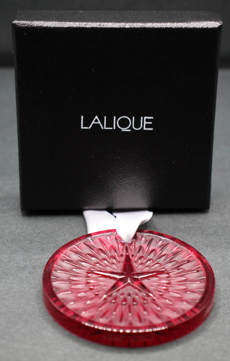 New Lalique: 2023 Red crystal “Plumes” Christmas ornament