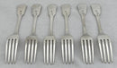 Georgian, George IV, Six Silver Crested Dessert Forks. York 1825 Barber, Cattle & North. 7.5 troy ounces. 