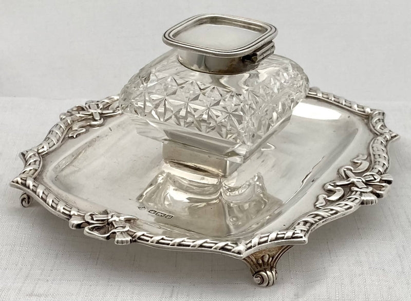 Edwardian Silver Inkstand. Sheffield 1907 Martin, Hall & Co. 7 troy ounces.