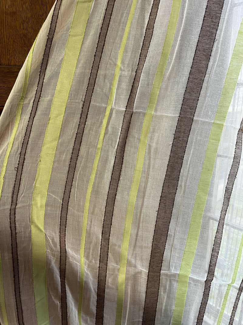 Scottish Madras Panel with Green and Brown Stripe Design 69” / 94”