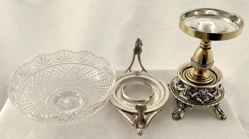 Victorian Silver Plated & Cut Glass Pedestal Dish. Elkington & Co. 1881.