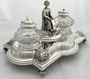 Victorian Silver Figural Inkstand: Bugle Major Alexander White, 52nd Light Infantry. Sheffield 1866 Fenton Brothers. 32 troy ounces.