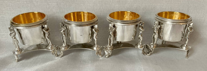 Napoleon Bonaparte Set of Four Silver Plated & Gilded Trefoil Salts. R. M. Johnson & Co. Sheffield circa 1880.