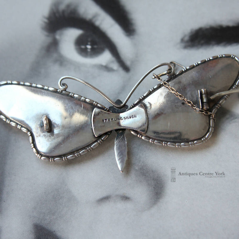 Large Victorian Silver Butterfly Wing Brooch