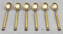 Cased Set of Six Art Deco Silver Gilt & Guilloche Enamel Demitasse Spoons. David Andersen, Norway. 2 troy ounces.