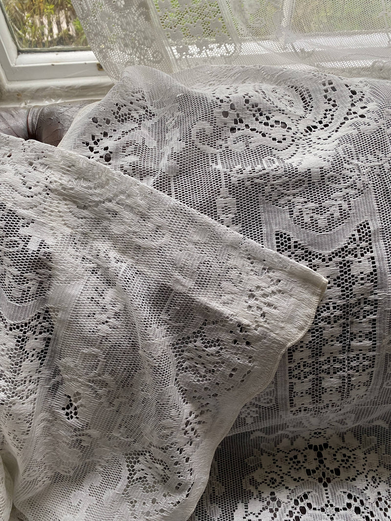 Leah - Victorian Style white Cotton Lace Curtain Panel 150/210cms