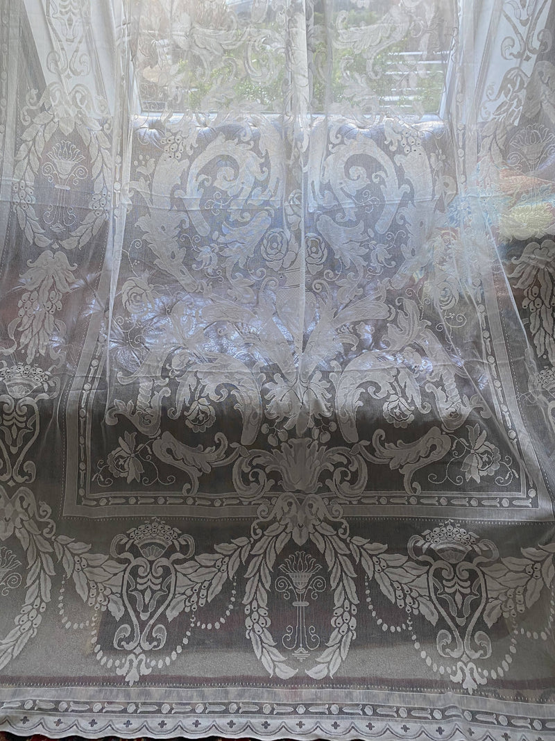 Beautiful Renaissance cream cotton lace curtain Wreath 72”126”